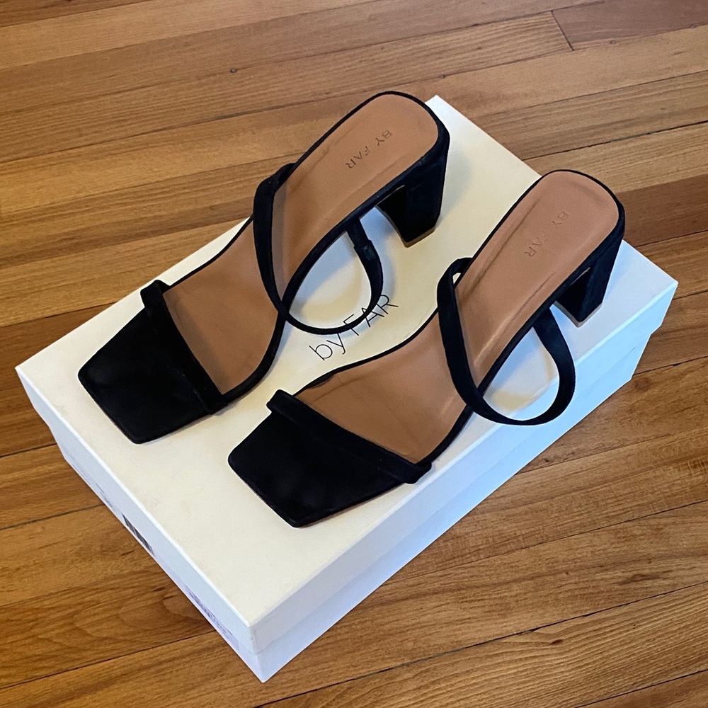 BY FAR Tanya suede black mules size 39